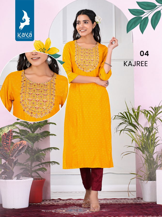 Kajree By Kaya Rayon Slub Printed Kurtis Wholesale Price In Surat